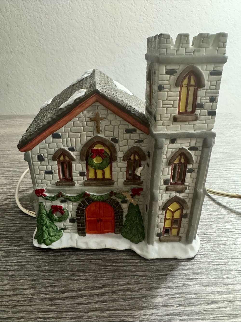 Vintage 90s Christmas Village Porcelain Lighted Church